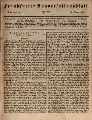 Frankfurter Konversationsblatt (Frankfurter Ober-Post-Amts-Zeitung) Donnerstag 23. Januar 1840