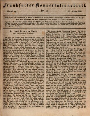 Frankfurter Konversationsblatt (Frankfurter Ober-Post-Amts-Zeitung) Samstag 25. Januar 1840