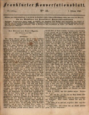 Frankfurter Konversationsblatt (Frankfurter Ober-Post-Amts-Zeitung) Samstag 1. Februar 1840