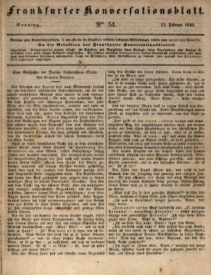 Frankfurter Konversationsblatt (Frankfurter Ober-Post-Amts-Zeitung) Sonntag 23. Februar 1840