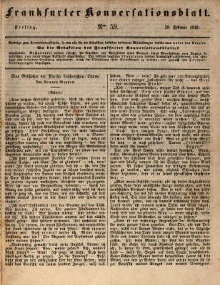 Frankfurter Konversationsblatt (Frankfurter Ober-Post-Amts-Zeitung) Freitag 28. Februar 1840