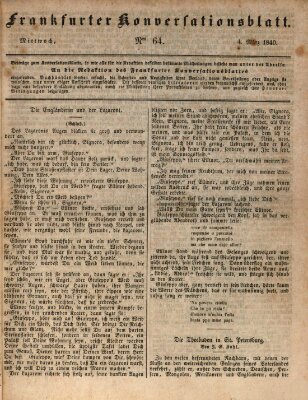 Frankfurter Konversationsblatt (Frankfurter Ober-Post-Amts-Zeitung) Mittwoch 4. März 1840
