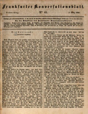 Frankfurter Konversationsblatt (Frankfurter Ober-Post-Amts-Zeitung) Donnerstag 5. März 1840
