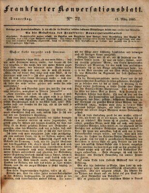 Frankfurter Konversationsblatt (Frankfurter Ober-Post-Amts-Zeitung) Donnerstag 12. März 1840