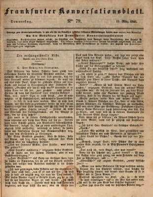 Frankfurter Konversationsblatt (Frankfurter Ober-Post-Amts-Zeitung) Donnerstag 19. März 1840