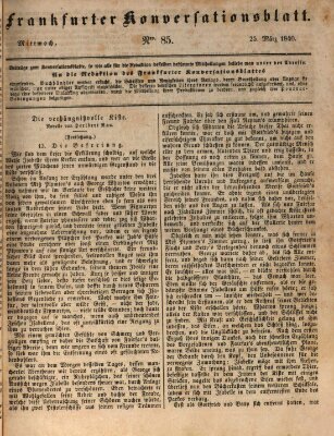 Frankfurter Konversationsblatt (Frankfurter Ober-Post-Amts-Zeitung) Mittwoch 25. März 1840