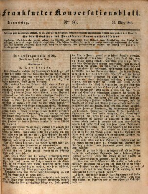 Frankfurter Konversationsblatt (Frankfurter Ober-Post-Amts-Zeitung) Donnerstag 26. März 1840