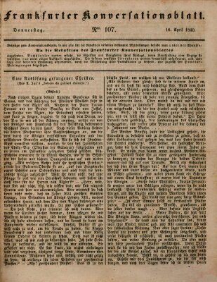 Frankfurter Konversationsblatt (Frankfurter Ober-Post-Amts-Zeitung) Donnerstag 16. April 1840