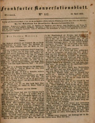 Frankfurter Konversationsblatt (Frankfurter Ober-Post-Amts-Zeitung) Mittwoch 22. April 1840