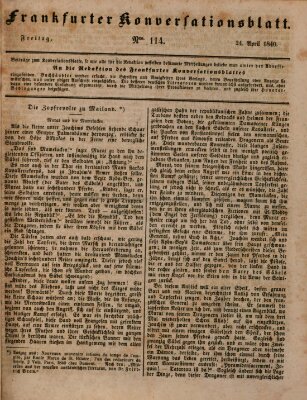 Frankfurter Konversationsblatt (Frankfurter Ober-Post-Amts-Zeitung) Freitag 24. April 1840