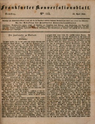 Frankfurter Konversationsblatt (Frankfurter Ober-Post-Amts-Zeitung) Samstag 25. April 1840