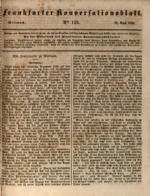 Frankfurter Konversationsblatt (Frankfurter Ober-Post-Amts-Zeitung) Mittwoch 29. April 1840