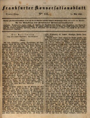 Frankfurter Konversationsblatt (Frankfurter Ober-Post-Amts-Zeitung) Donnerstag 14. Mai 1840