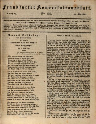 Frankfurter Konversationsblatt (Frankfurter Ober-Post-Amts-Zeitung) Samstag 16. Mai 1840