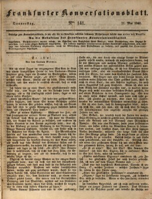 Frankfurter Konversationsblatt (Frankfurter Ober-Post-Amts-Zeitung) Donnerstag 21. Mai 1840