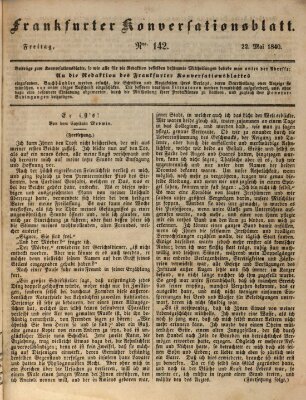 Frankfurter Konversationsblatt (Frankfurter Ober-Post-Amts-Zeitung) Freitag 22. Mai 1840