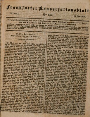 Frankfurter Konversationsblatt (Frankfurter Ober-Post-Amts-Zeitung) Montag 25. Mai 1840