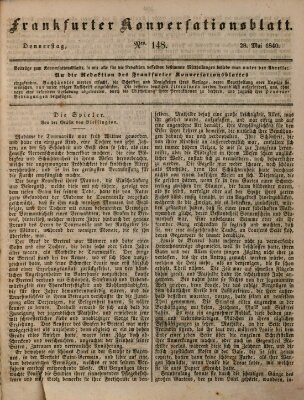 Frankfurter Konversationsblatt (Frankfurter Ober-Post-Amts-Zeitung) Donnerstag 28. Mai 1840