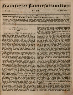 Frankfurter Konversationsblatt (Frankfurter Ober-Post-Amts-Zeitung) Samstag 30. Mai 1840