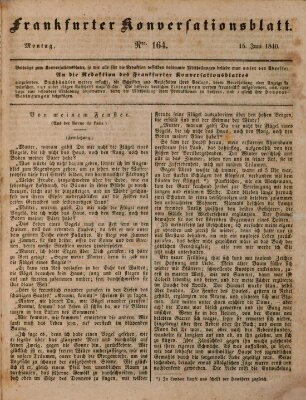 Frankfurter Konversationsblatt (Frankfurter Ober-Post-Amts-Zeitung) Montag 15. Juni 1840