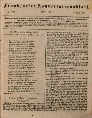 Frankfurter Konversationsblatt (Frankfurter Ober-Post-Amts-Zeitung) Freitag 19. Juni 1840