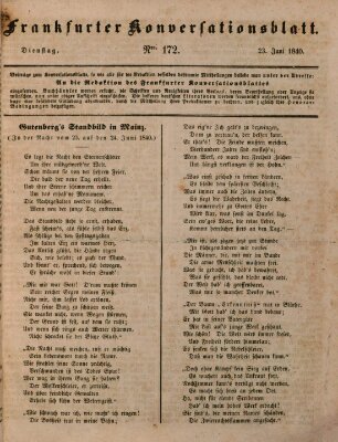 Frankfurter Konversationsblatt (Frankfurter Ober-Post-Amts-Zeitung) Dienstag 23. Juni 1840