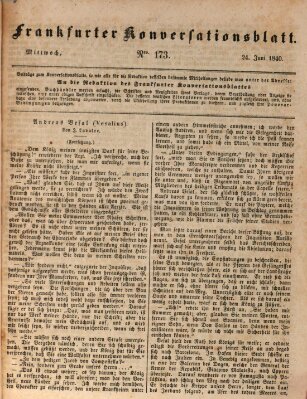 Frankfurter Konversationsblatt (Frankfurter Ober-Post-Amts-Zeitung) Mittwoch 24. Juni 1840