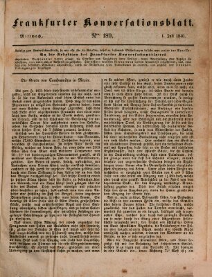 Frankfurter Konversationsblatt (Frankfurter Ober-Post-Amts-Zeitung) Mittwoch 1. Juli 1840