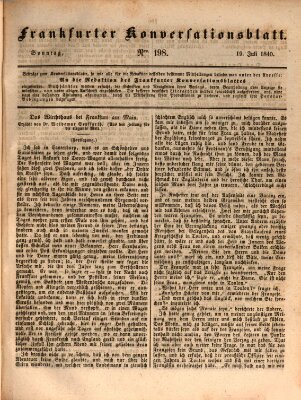 Frankfurter Konversationsblatt (Frankfurter Ober-Post-Amts-Zeitung) Sonntag 19. Juli 1840