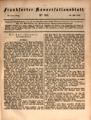 Frankfurter Konversationsblatt (Frankfurter Ober-Post-Amts-Zeitung) Donnerstag 23. Juli 1840