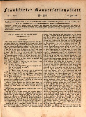 Frankfurter Konversationsblatt (Frankfurter Ober-Post-Amts-Zeitung) Mittwoch 29. Juli 1840