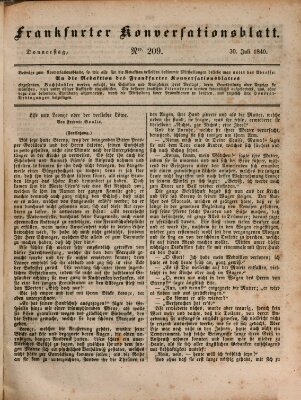 Frankfurter Konversationsblatt (Frankfurter Ober-Post-Amts-Zeitung) Donnerstag 30. Juli 1840