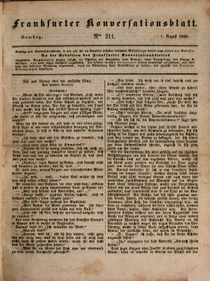 Frankfurter Konversationsblatt (Frankfurter Ober-Post-Amts-Zeitung) Samstag 1. August 1840