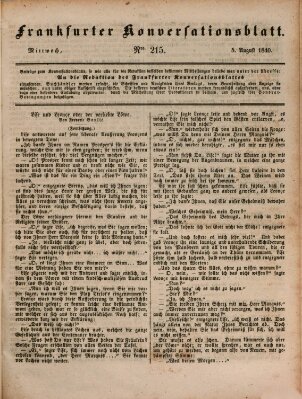 Frankfurter Konversationsblatt (Frankfurter Ober-Post-Amts-Zeitung) Mittwoch 5. August 1840