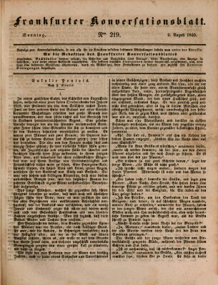 Frankfurter Konversationsblatt (Frankfurter Ober-Post-Amts-Zeitung) Sonntag 9. August 1840