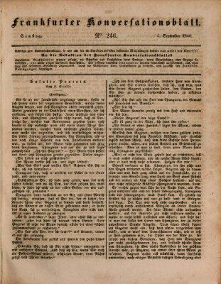 Frankfurter Konversationsblatt (Frankfurter Ober-Post-Amts-Zeitung) Samstag 5. September 1840