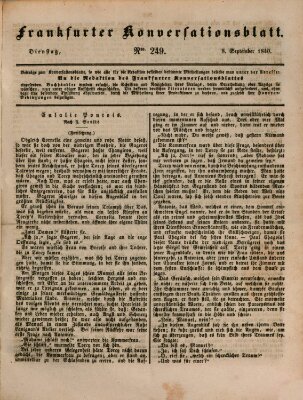 Frankfurter Konversationsblatt (Frankfurter Ober-Post-Amts-Zeitung) Dienstag 8. September 1840