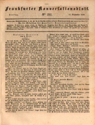 Frankfurter Konversationsblatt (Frankfurter Ober-Post-Amts-Zeitung) Freitag 11. September 1840