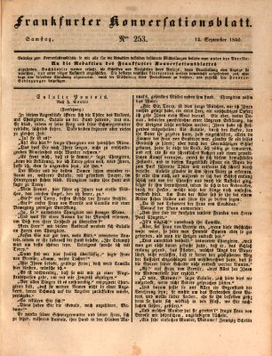 Frankfurter Konversationsblatt (Frankfurter Ober-Post-Amts-Zeitung) Samstag 12. September 1840