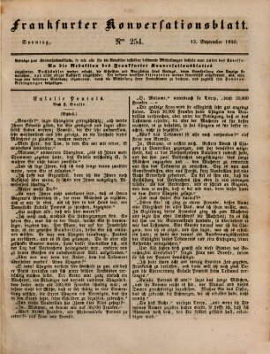 Frankfurter Konversationsblatt (Frankfurter Ober-Post-Amts-Zeitung) Sonntag 13. September 1840