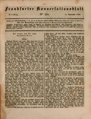 Frankfurter Konversationsblatt (Frankfurter Ober-Post-Amts-Zeitung) Dienstag 15. September 1840