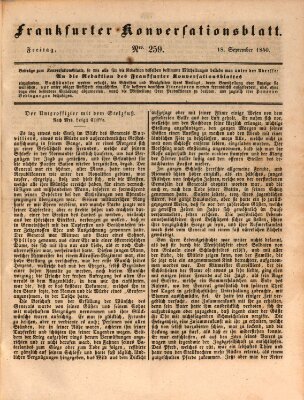 Frankfurter Konversationsblatt (Frankfurter Ober-Post-Amts-Zeitung) Freitag 18. September 1840