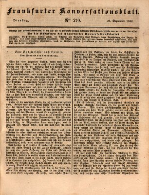 Frankfurter Konversationsblatt (Frankfurter Ober-Post-Amts-Zeitung) Dienstag 29. September 1840