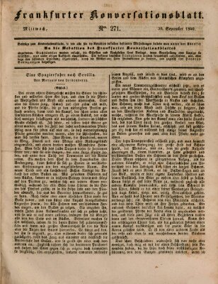 Frankfurter Konversationsblatt (Frankfurter Ober-Post-Amts-Zeitung) Mittwoch 30. September 1840