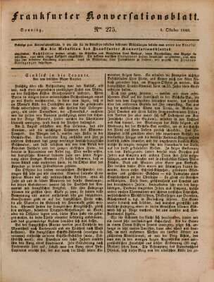 Frankfurter Konversationsblatt (Frankfurter Ober-Post-Amts-Zeitung) Sonntag 4. Oktober 1840