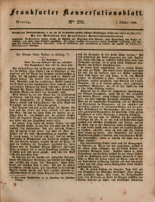 Frankfurter Konversationsblatt (Frankfurter Ober-Post-Amts-Zeitung) Montag 5. Oktober 1840