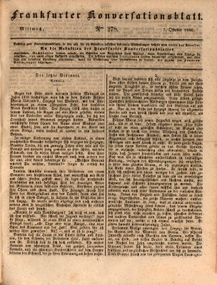 Frankfurter Konversationsblatt (Frankfurter Ober-Post-Amts-Zeitung) Mittwoch 7. Oktober 1840