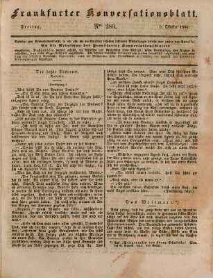 Frankfurter Konversationsblatt (Frankfurter Ober-Post-Amts-Zeitung) Freitag 9. Oktober 1840