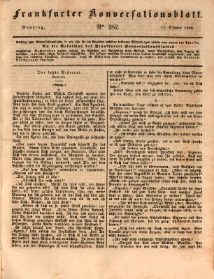 Frankfurter Konversationsblatt (Frankfurter Ober-Post-Amts-Zeitung) Sonntag 11. Oktober 1840