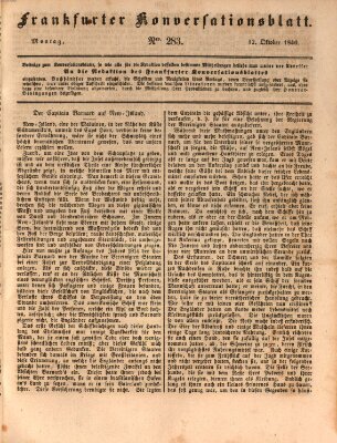 Frankfurter Konversationsblatt (Frankfurter Ober-Post-Amts-Zeitung) Montag 12. Oktober 1840